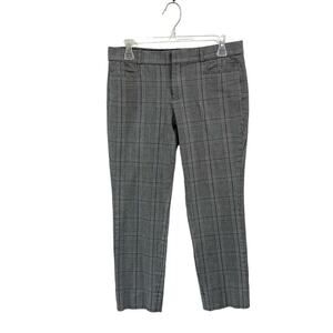 Banana Republic Sloan Plaid Ankle Pants Size 6 Black White Stretch Career Chic
